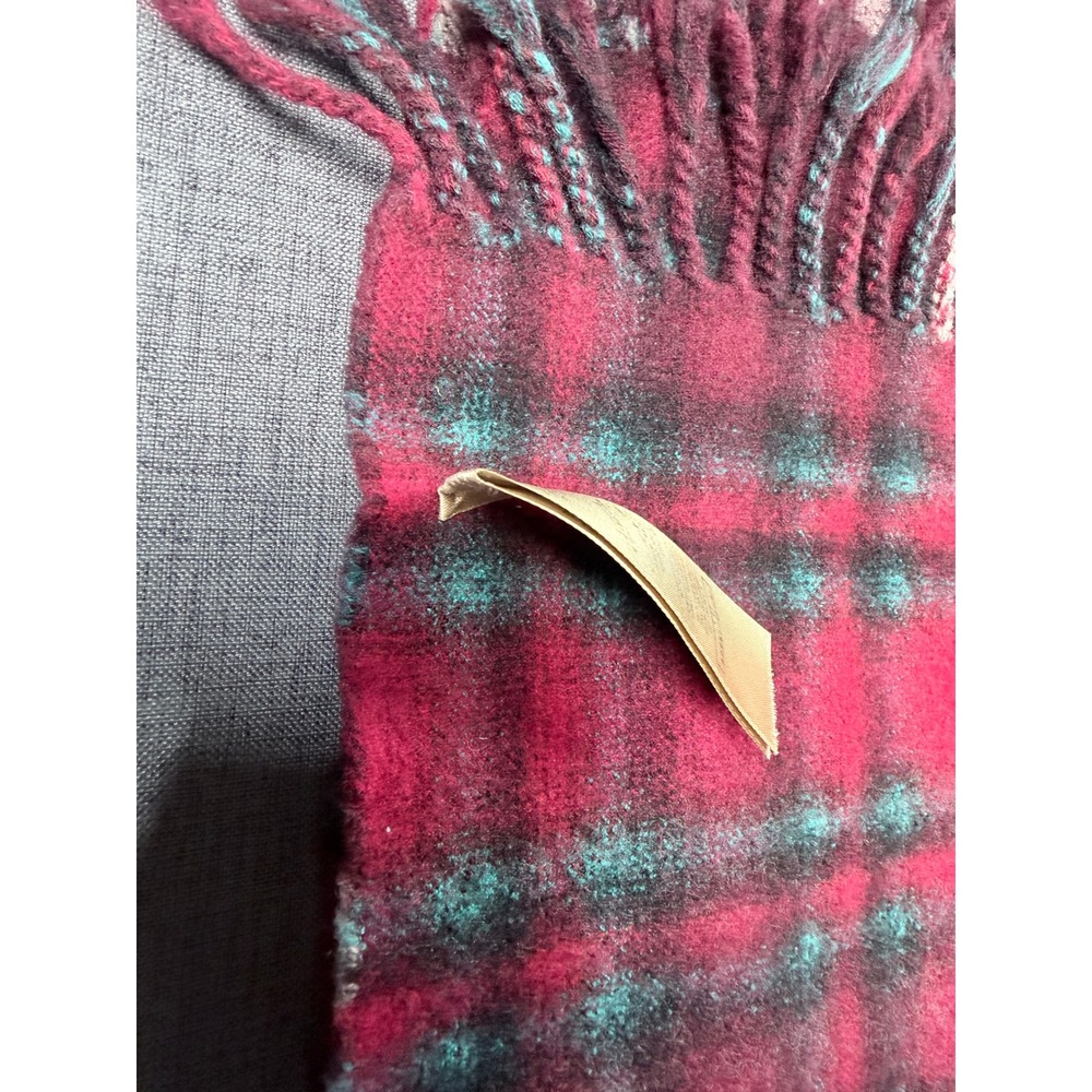 Burberry Merino Wool Scarf Burgundy Red Plaid Check Made in Italy 168x30cm - Picture 8 of 9